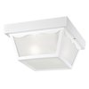Westinghouse Fixture Ceiling Outdr Flush-Mount 60W 2-Light Trad 10In White Poly Frt Panel Glass 6697600
